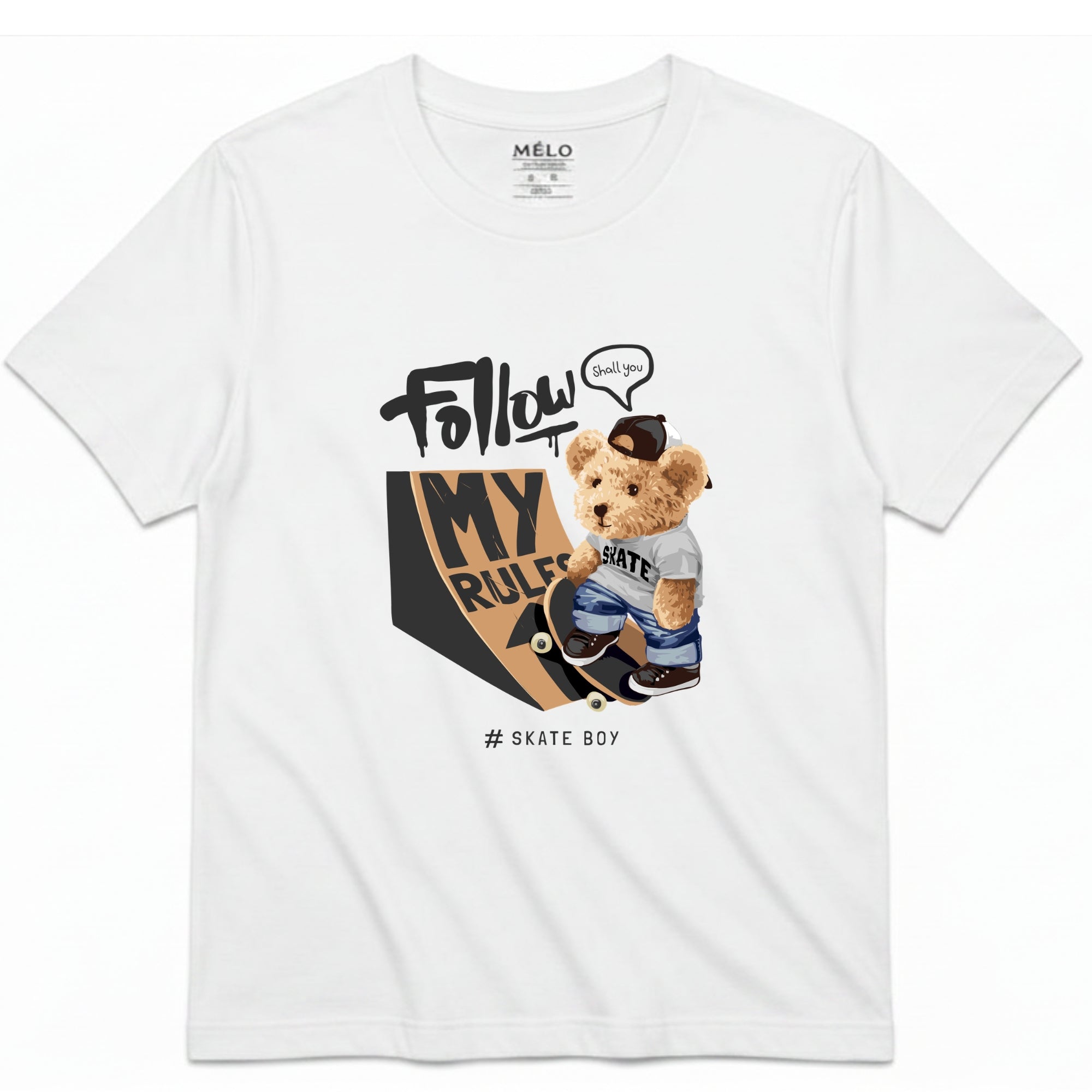 Classic Fit Skate Boy Tee – White