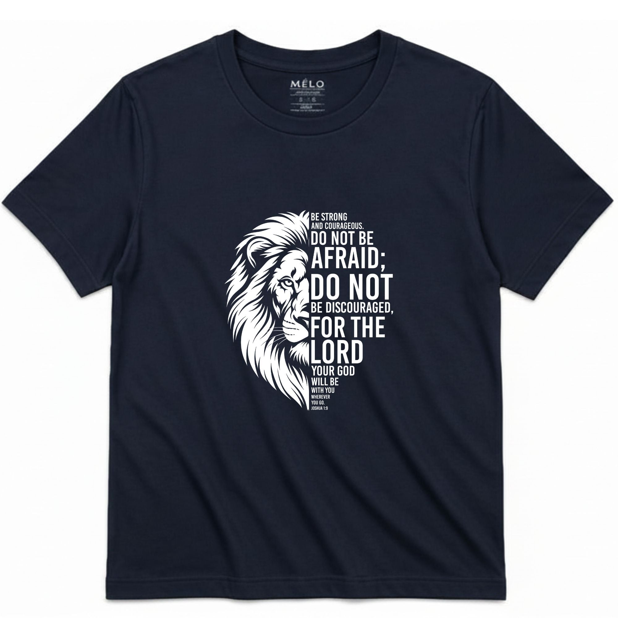 Classic Fit Be Strong & Courageous Tee – Navy