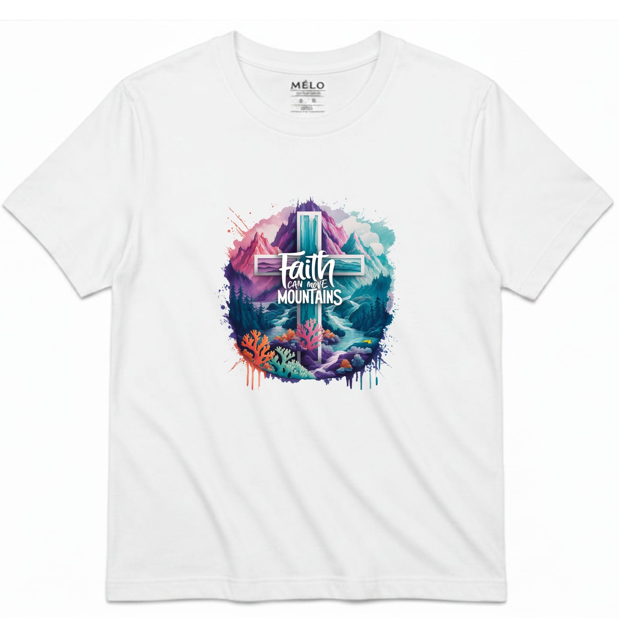 Classic Fit Faith Can Move Mountains Tee – White