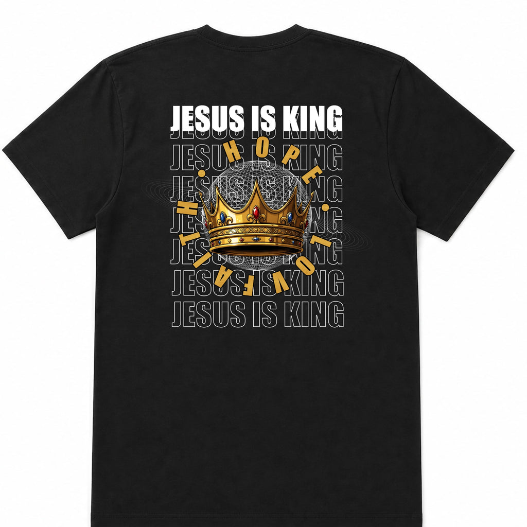 Classic Fit Jesus is King Tee – Black Back
