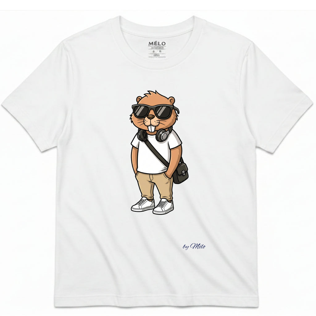 Classic Fit Mélo Beaver Tee – White