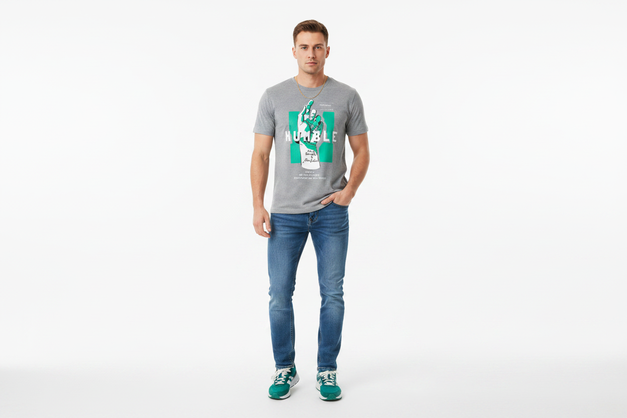 Classic Fit Humble Tee – White Male Model