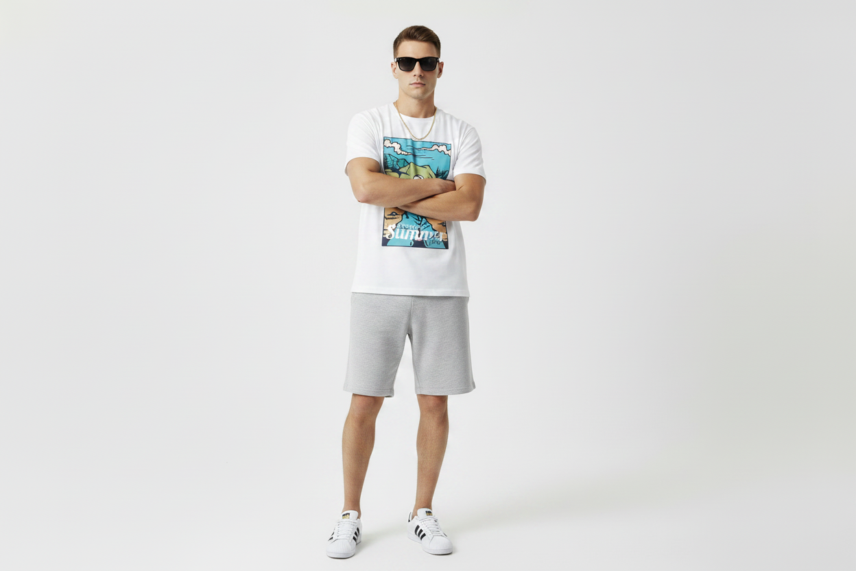 Classic Fit Summer Time Tee – Arms Crossed Pose