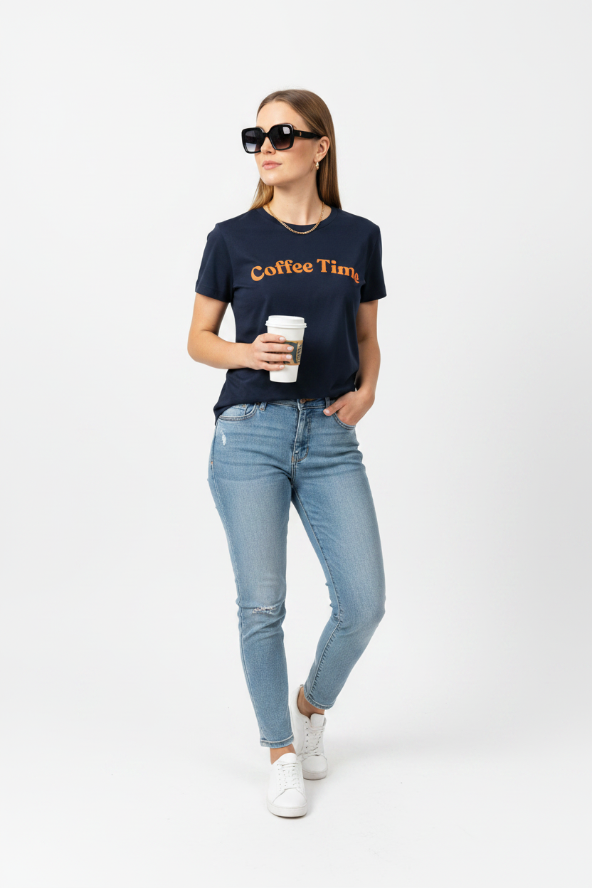 Coffee Time – Navy – Shades + Coffee Cup + Different Pose