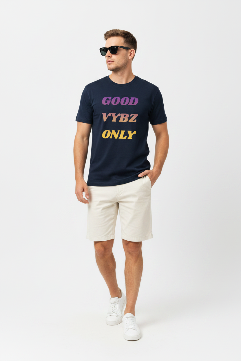Good Vybz Only – White Male + Shades + Cream Chino Shorts
