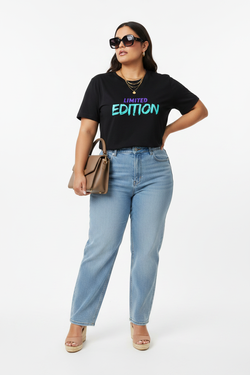 Limited Edition – Black – Curvy Latina + Untucked + Shades + Purse + Wedge Heels
