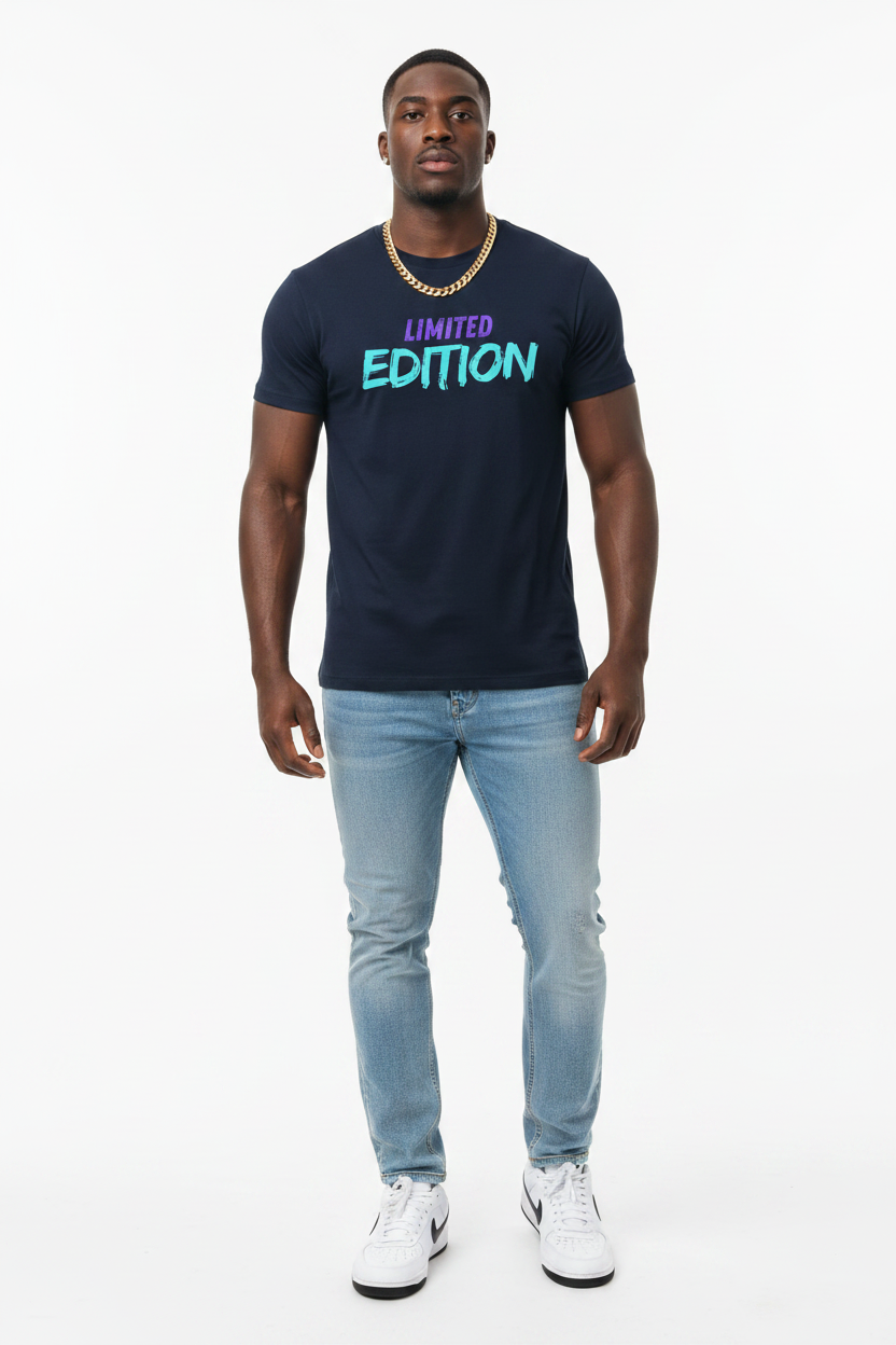 Limited Edition – Navy – Strong Black Male + Chain + Basketball Sneakers