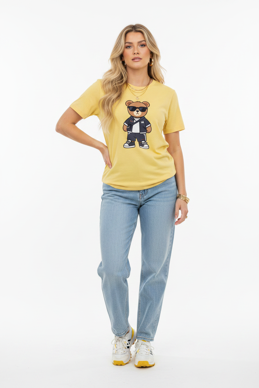 Mélo Bear – Yellow – White Female + White & Yellow Trail Sneakers