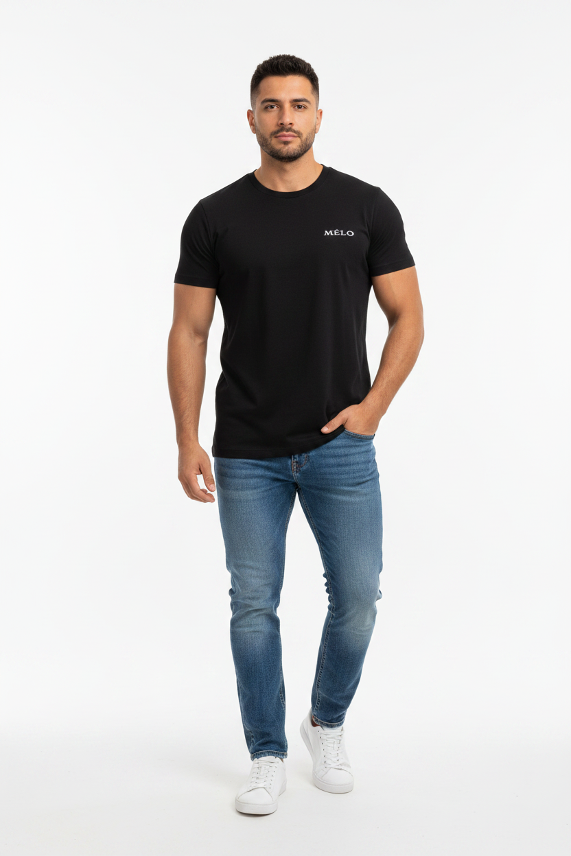 Mélo Essential Black – Latino Male – Blue Denim