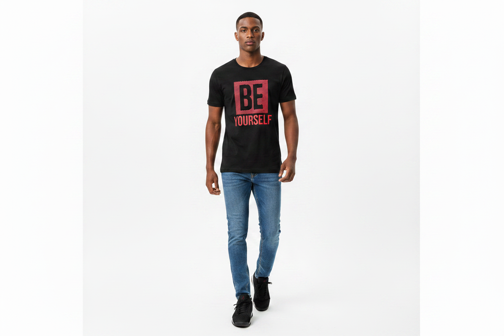 Signature Fit Be Yourself Tee – No Chain Relaxed Pose
